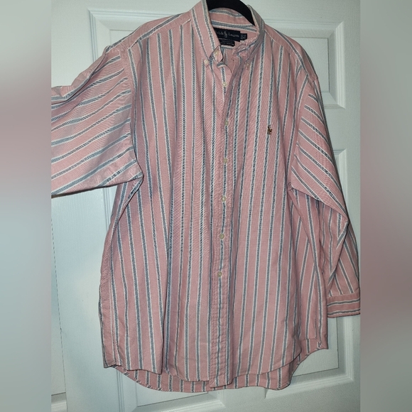 Polo by Ralph Lauren Men's Pink Blue Striped Button Down Shirt Yarmouth - Picture 4 of 8